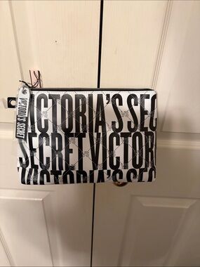 Victoria's Secret Black & White Logo Wristlet Pouch